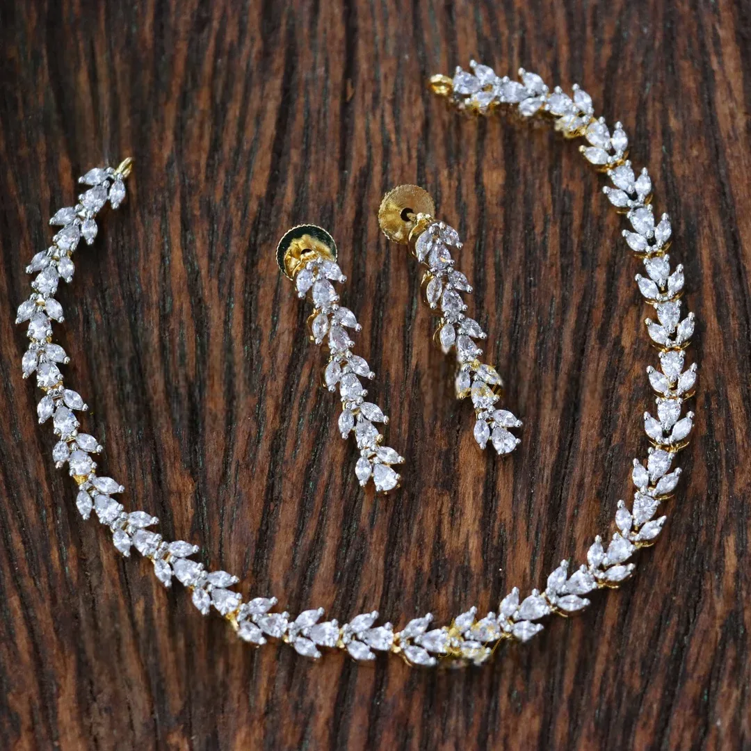 Exquisite American Diamond Choker Stone Necklace Set